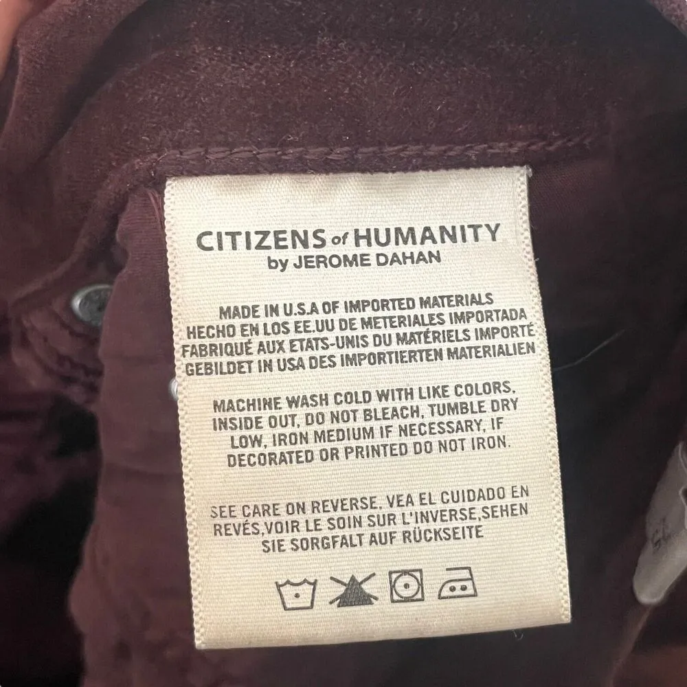 Citizens of Humanity Rocket Velour Skinny Jeans Burgundy Women’s Size 25 High Ri - Image 13