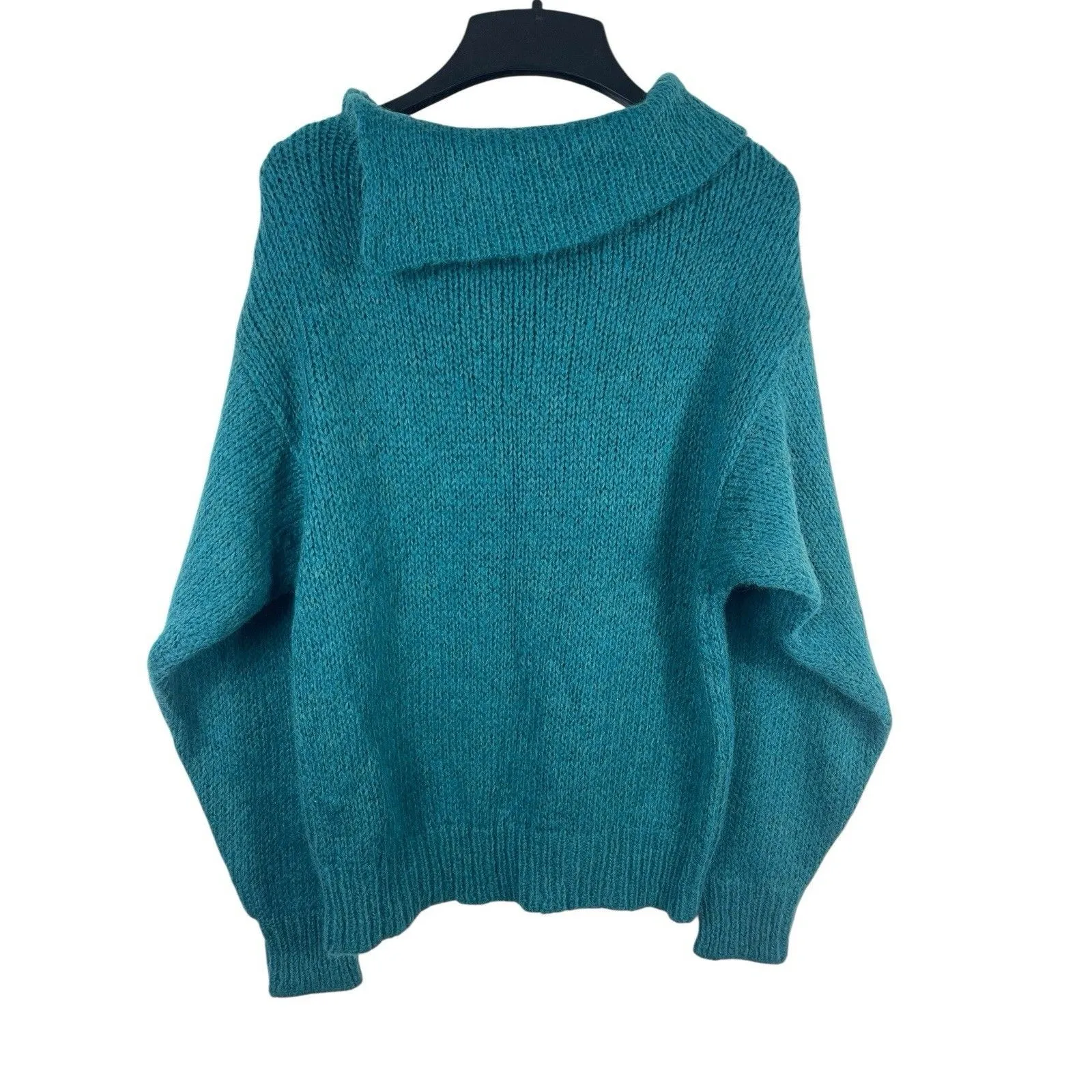 VTG 80s 90s Kenneth Allen Fuzzy Soft Sweater Women’s M Teal Blue Pullover Size M - Image 2