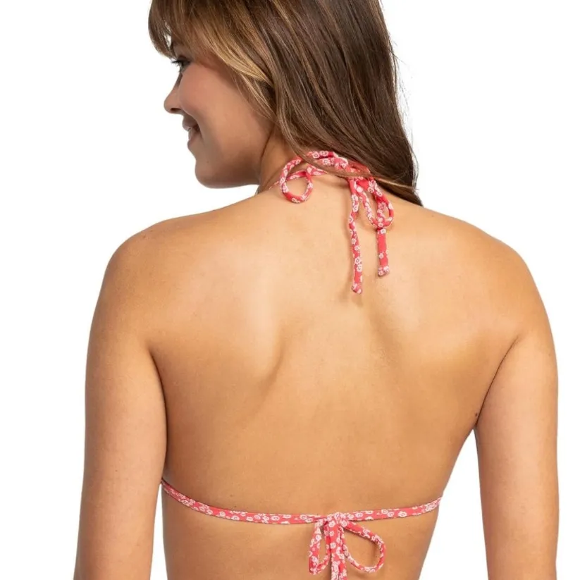 NWT Roxy Bikini Top Red Floral Adjustable Straps UPF 50+ Large - Image 2