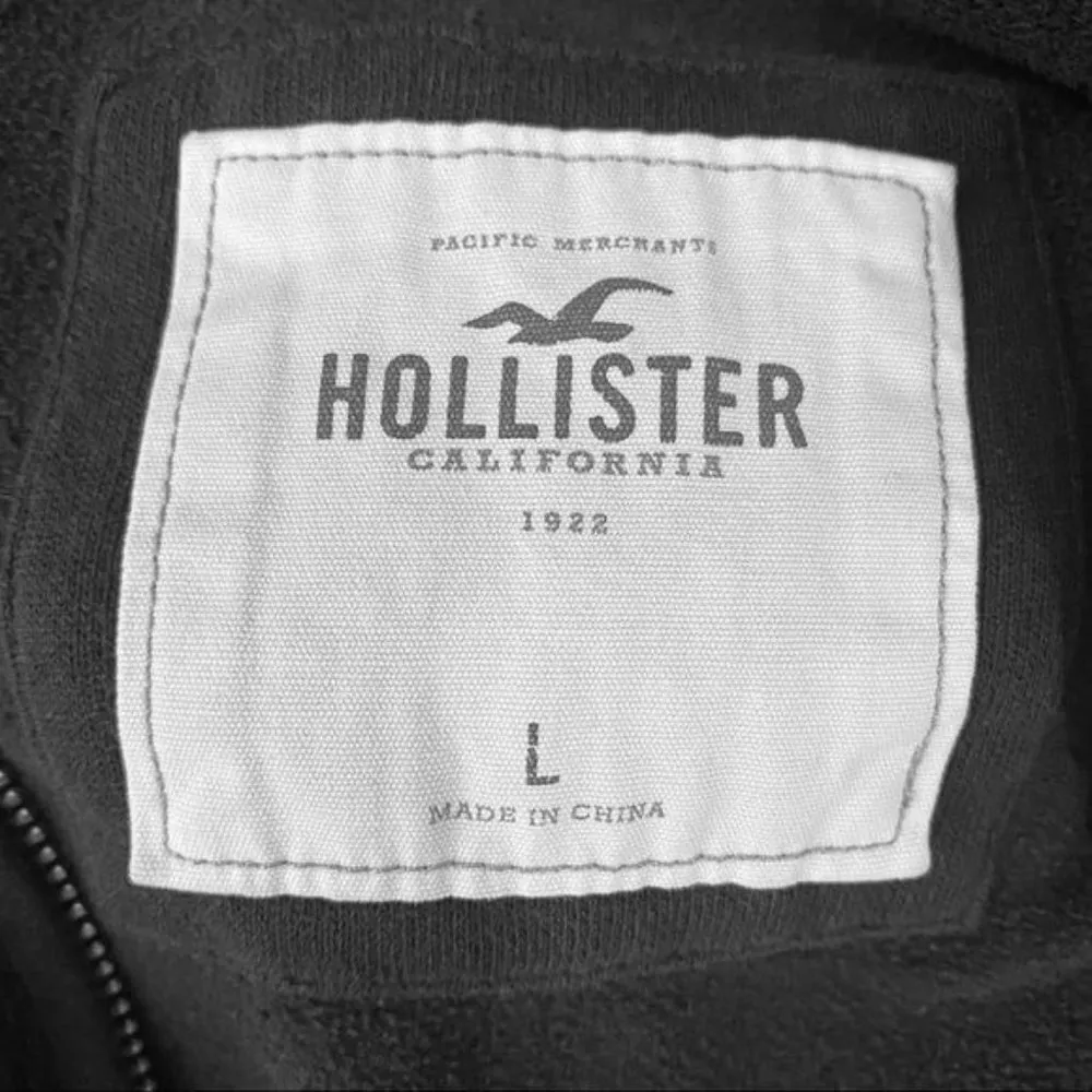 Hollister Black Beach Rider Zip Up Hoodie Size Large - Image 7