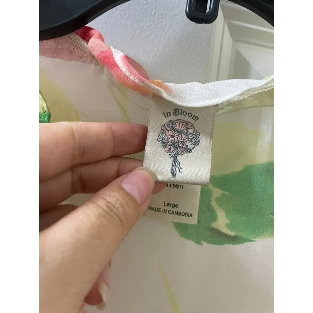 In Bloom Lingerie Cover Robe Floral Sheer L ROMANTIC FLOWERS EDGE Size L - Image 4