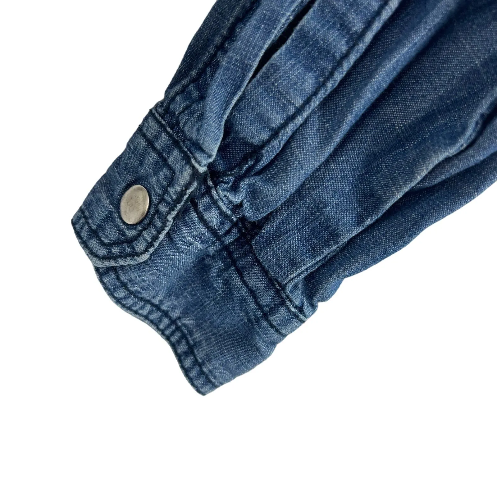 Life‎ in Progress Denim Snap Front Bleach Dip Top Size Medium - Image 3