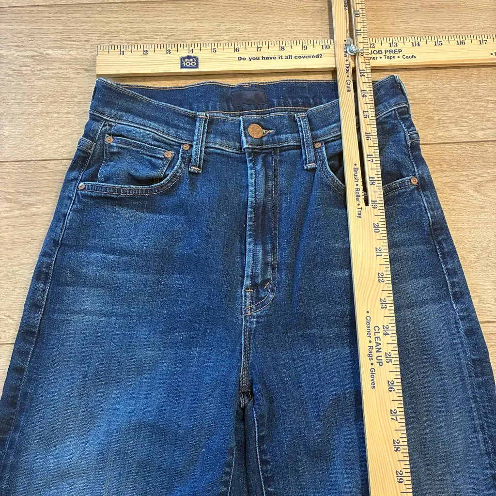 Mother The Dodger Ankle On Your Left Medium Wash Raw Hem Wide Leg Jean Size 24 Blue - Image 3