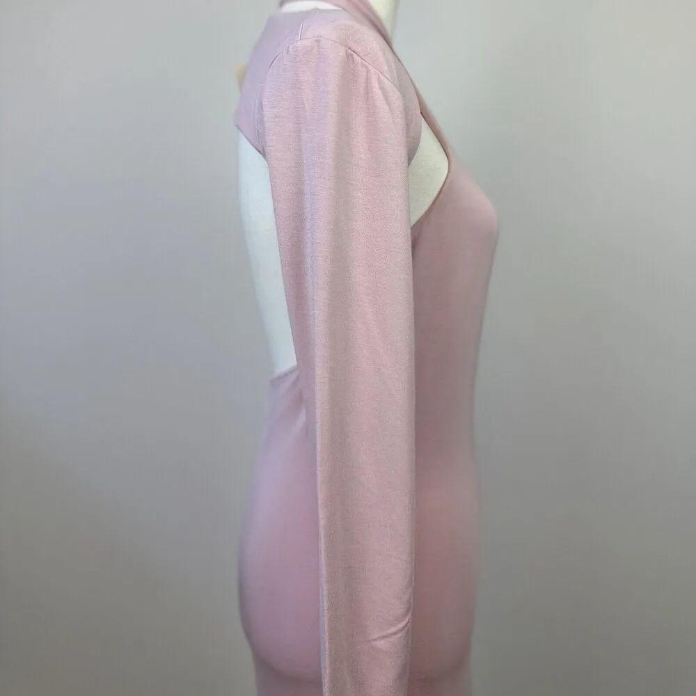 SER.O.YA Lana Dress Set Pastel Pink Halter Long Sleeve Stretch Jersey Large NWT - Image 9