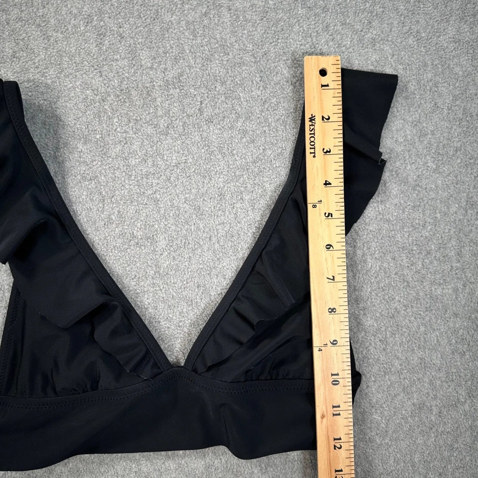 Aerie Triangle Ruffle Strap Bikini Swim Top Women's Small Black Beach Vacation - Image 5