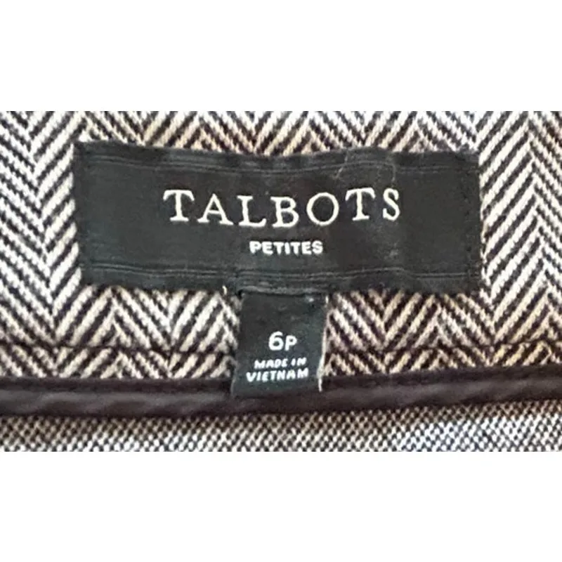 Talbots Black White Herringbone Knit Knee Straight Length Skirt Women's Size 6P‎ - Image 5
