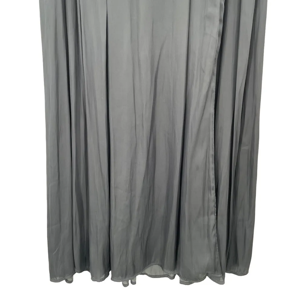 NWT Paige Aerynne Front Slit Midi Skirt In Periscope Satin Buttons Size Small - Image 5