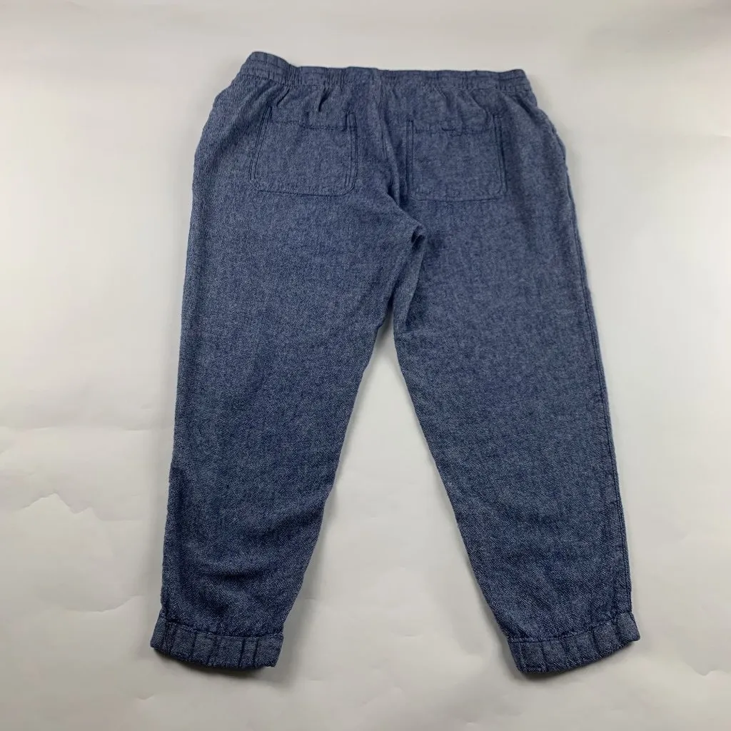 Old Navy Blue Chambray Linen Blend Slim Leg Ankle Pants L - Image 5