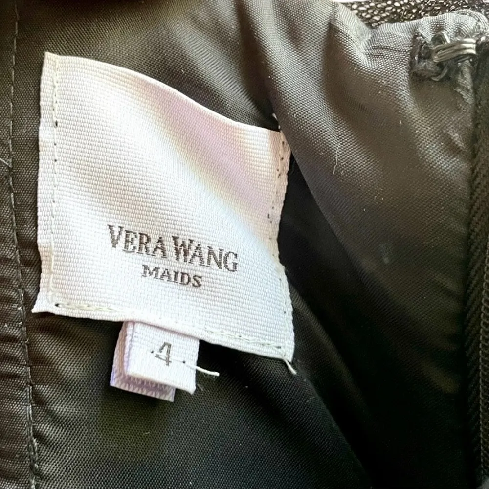 Vera Wang Maids Black Strapless Full Length Tulle Gown - Image 3