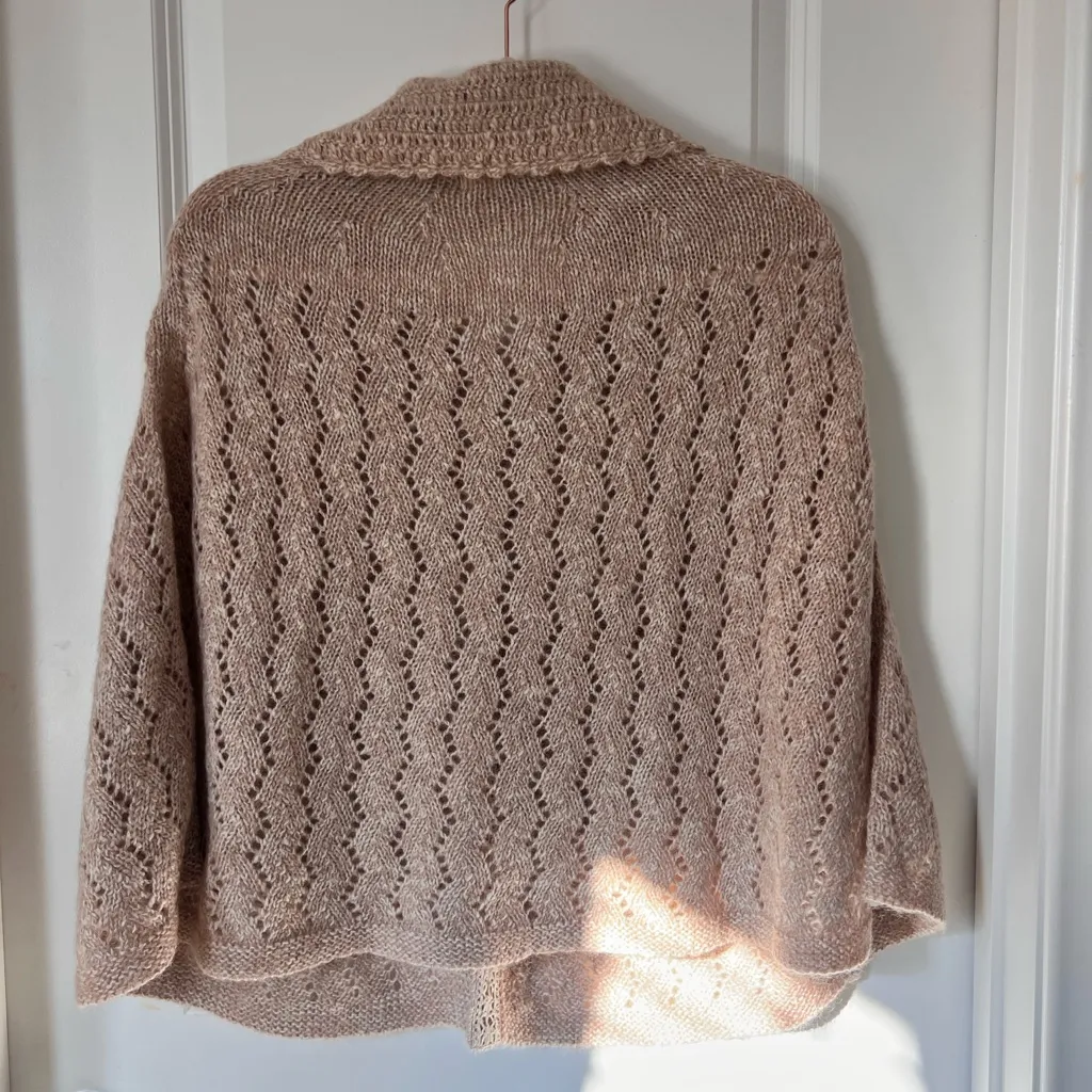 Anthropologie Odille Brown Wool Mohair Blend Crochet Poncho Cape One Size - Image 2