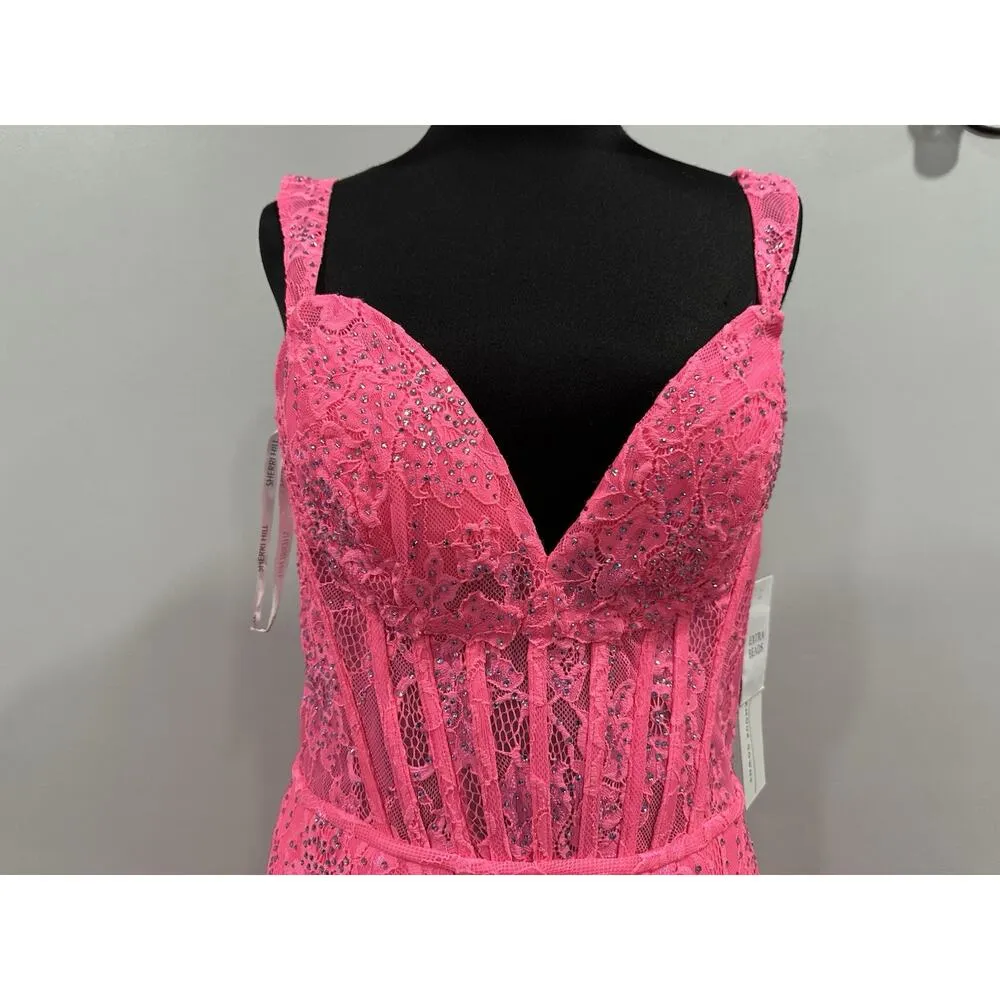 Sherri Hill 56033 Corset Back Off the Shoulder Gown Bright Pink Sz 12 NWOT - Image 2