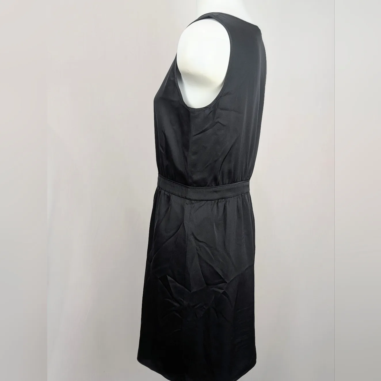 Theory Black Button-Front Midi Silk Dress - Image 4