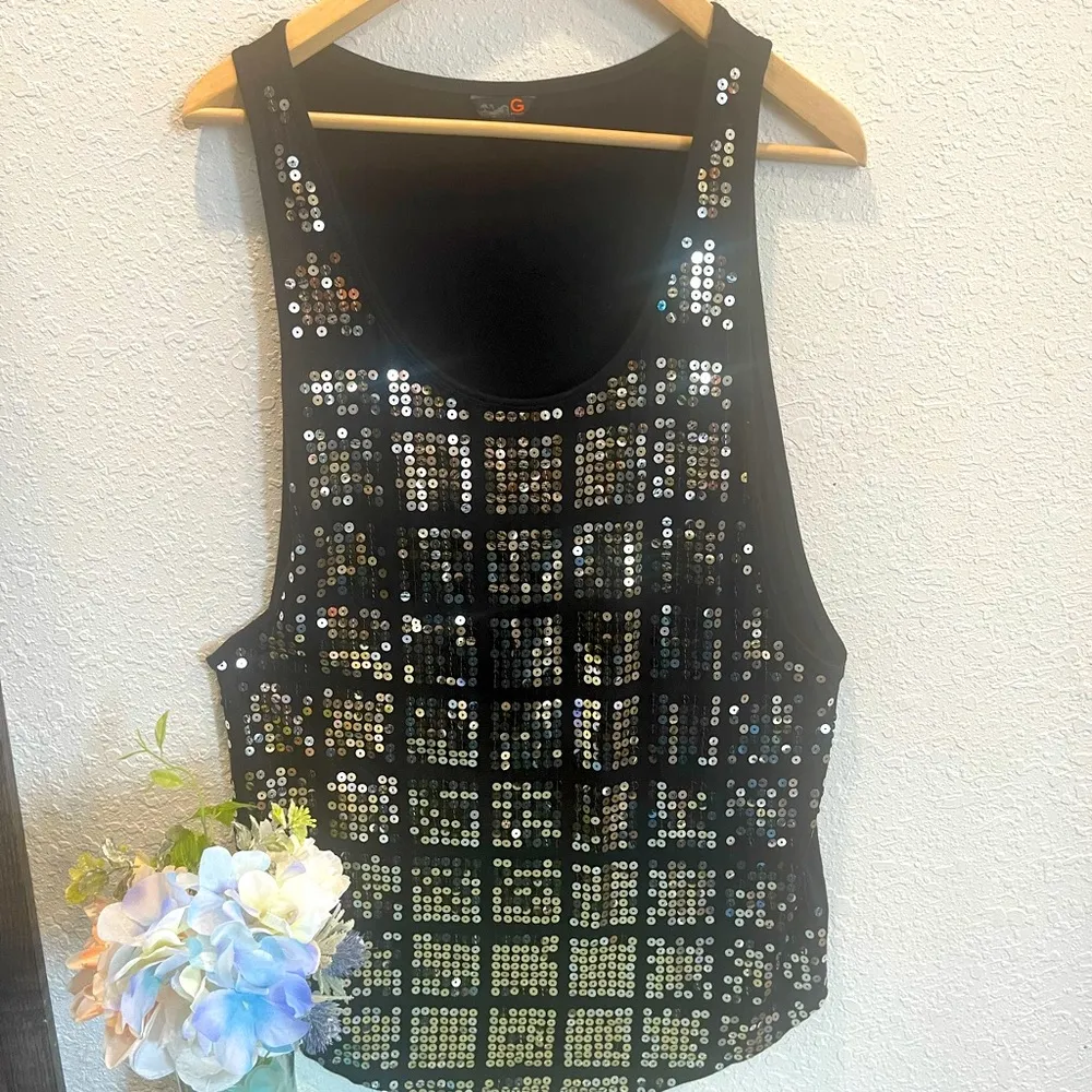 GUESS Sequin Tank Top Size M. - Image 3