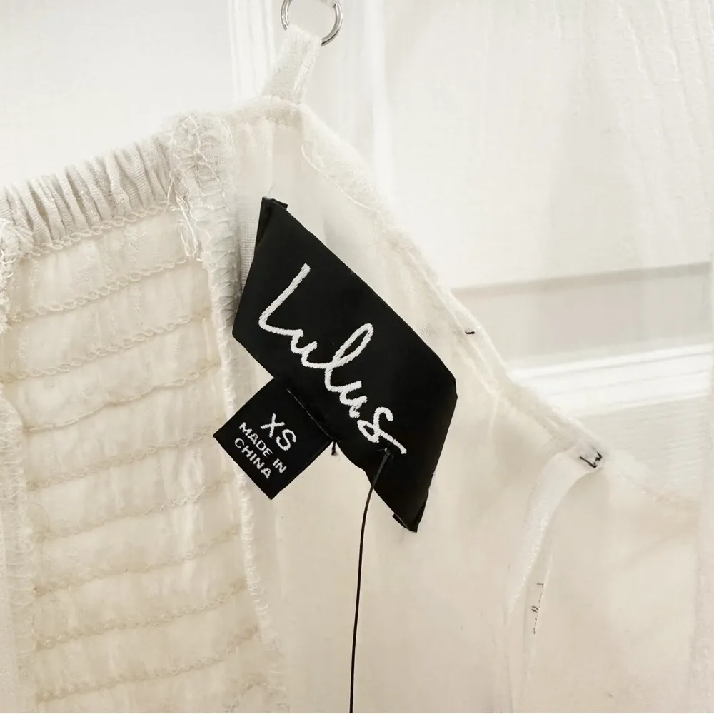 Lulu’s Light Breeze White Striped Crochet Lace Boho Tiered Maxi Dress Sz XS - Image 12