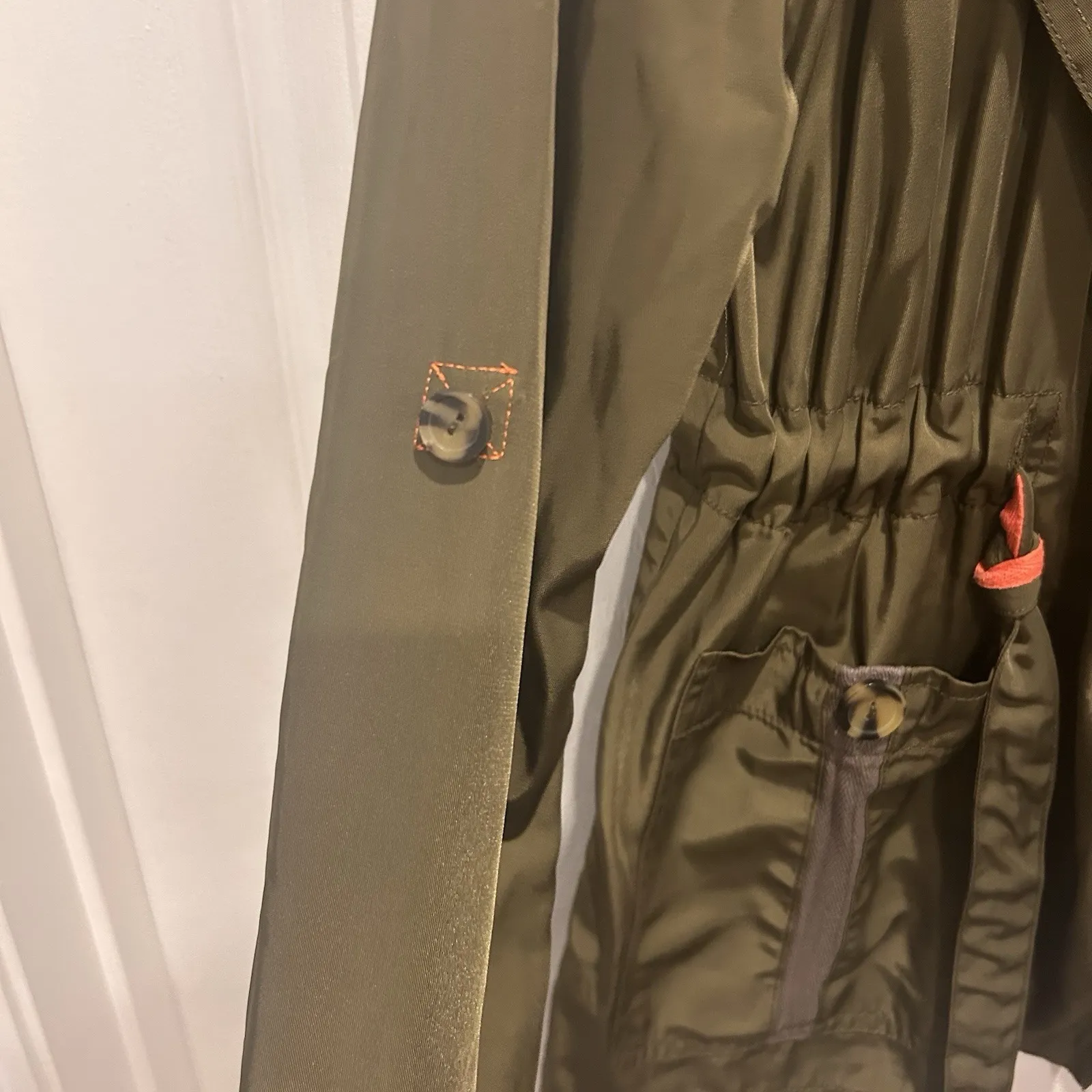 Anthropologie Utility Jacket Size Small Gisborne Obi Trench Anorak Coat in Olive - Image 6