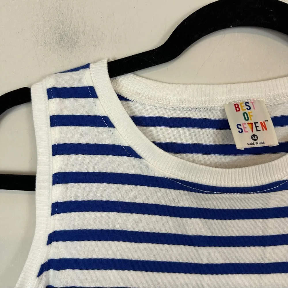 Best of Seven | Blue and White Striped Sleeveless Dress Size XS NWT - Image 2