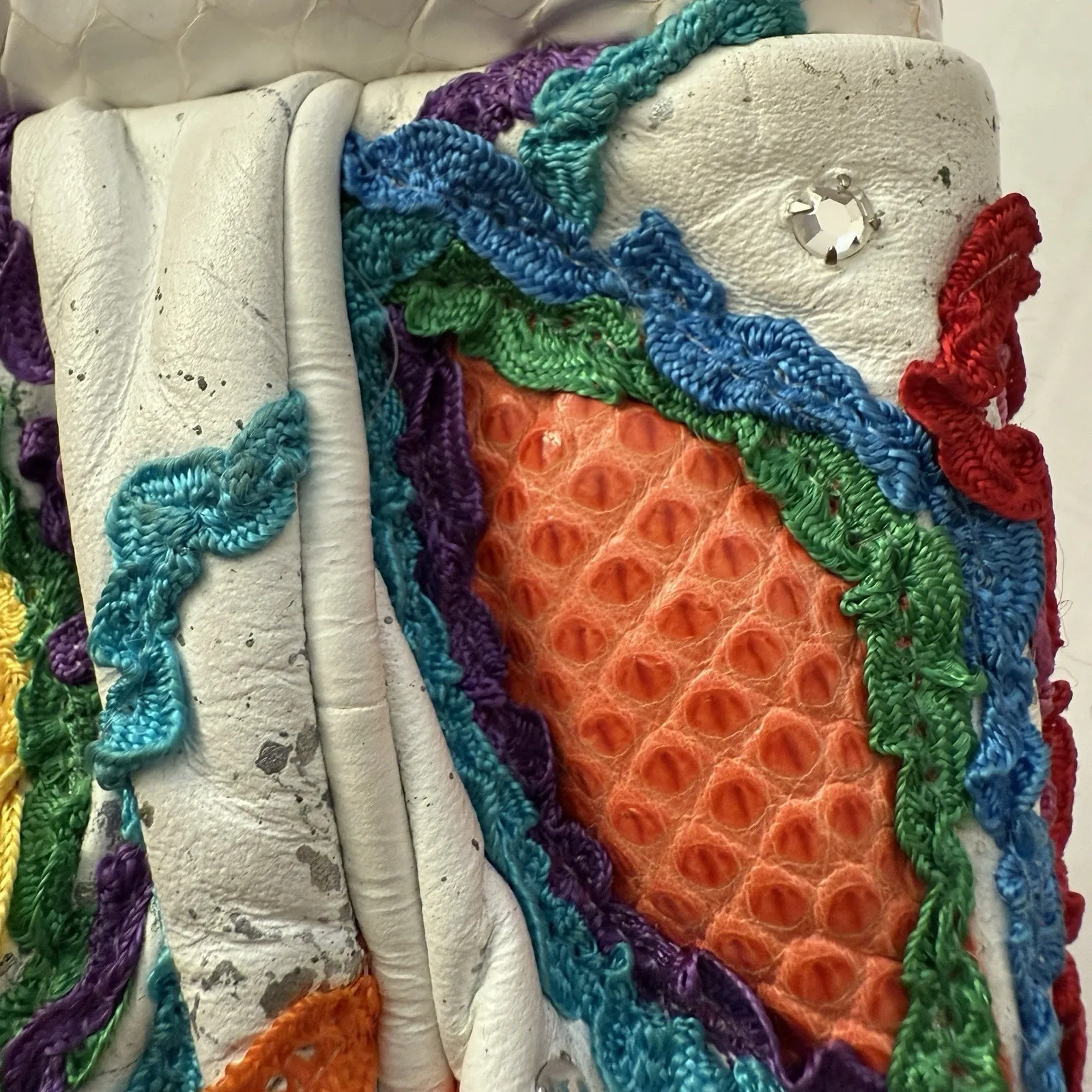 Rita Diana For Mylinka Vintage Women's Crossbody Bag White Leather 80s Bright‎ - Image 8