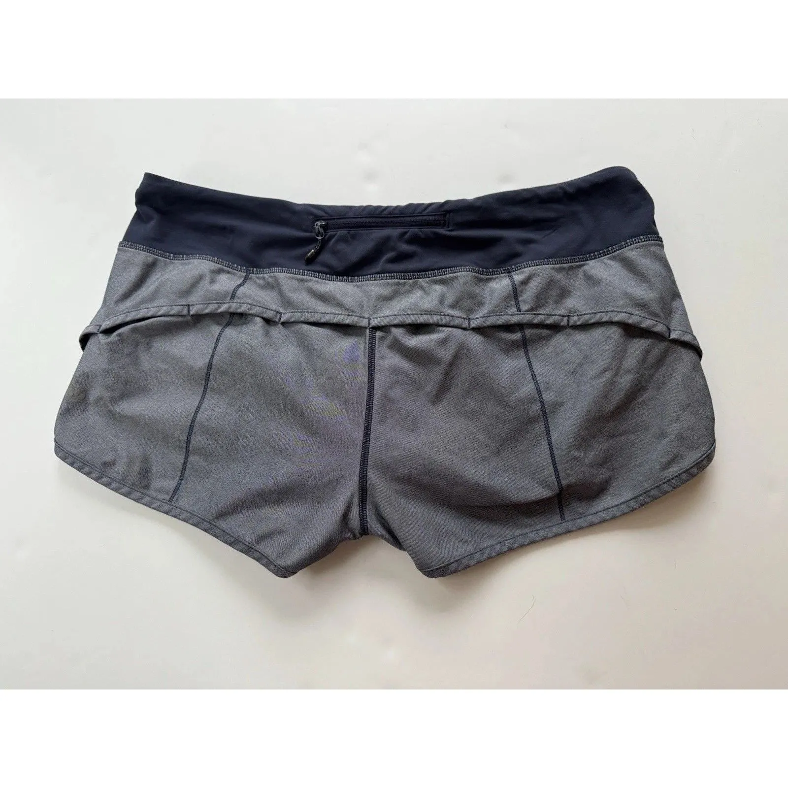 LULULEMON SPEED SHORTS 2.5" Deep Indigo Pinstripe BEAUTIFUL SZ 10 Zip Pocket *** - Image 2