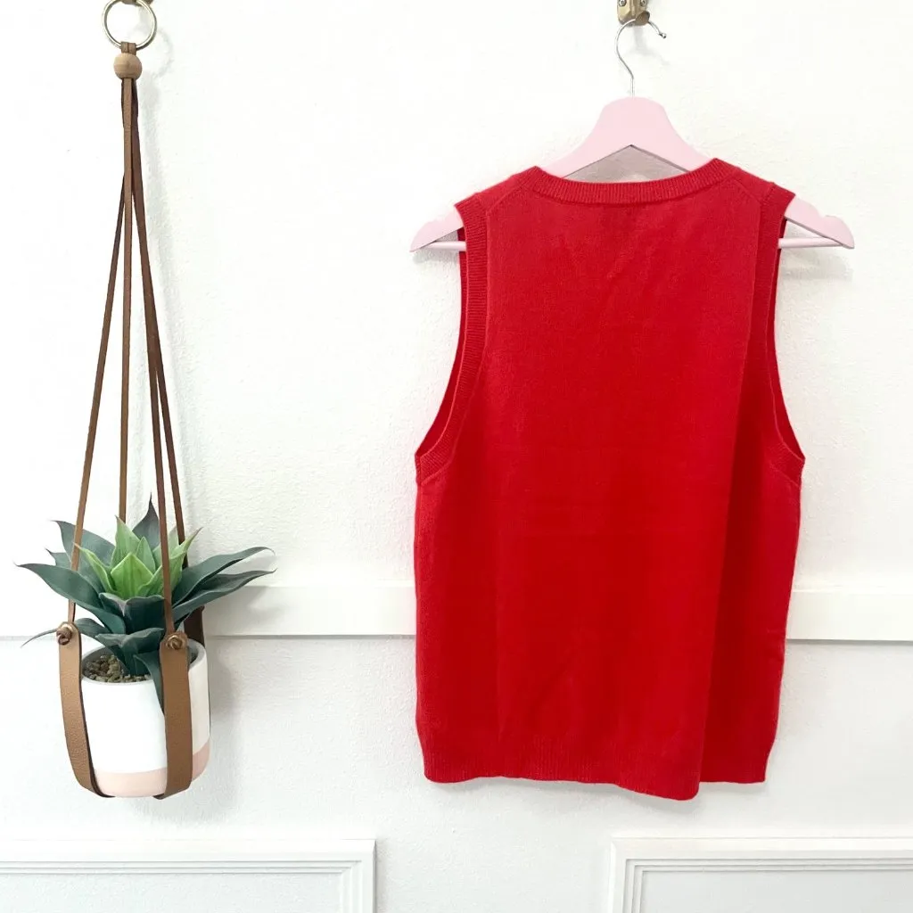 Reformation Reese Cashmere Tank V-Neck Orange Sweater Size L - Image 6