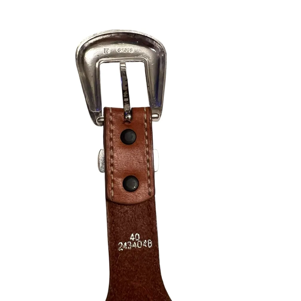 Concho Cowgirl Leather Belt with Silver Studded Hardware Brown - Image 10