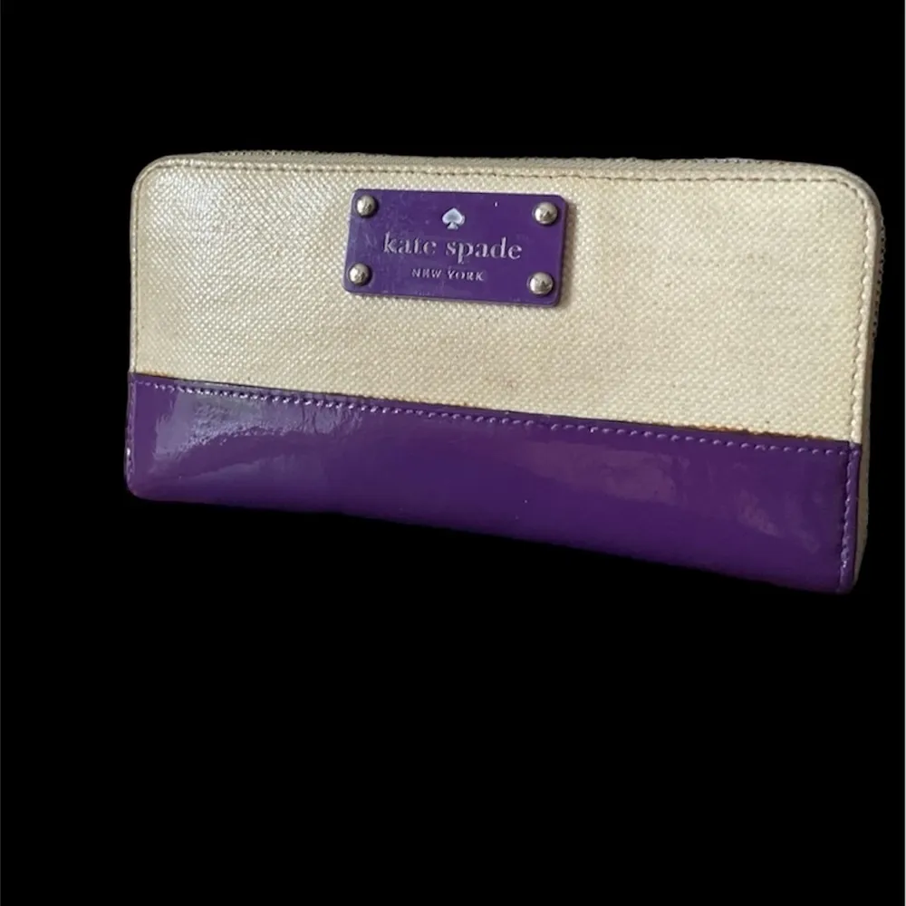 Kate Spade Palm Groves Wallet Trimmed with Purple Patent Leather - Image 7