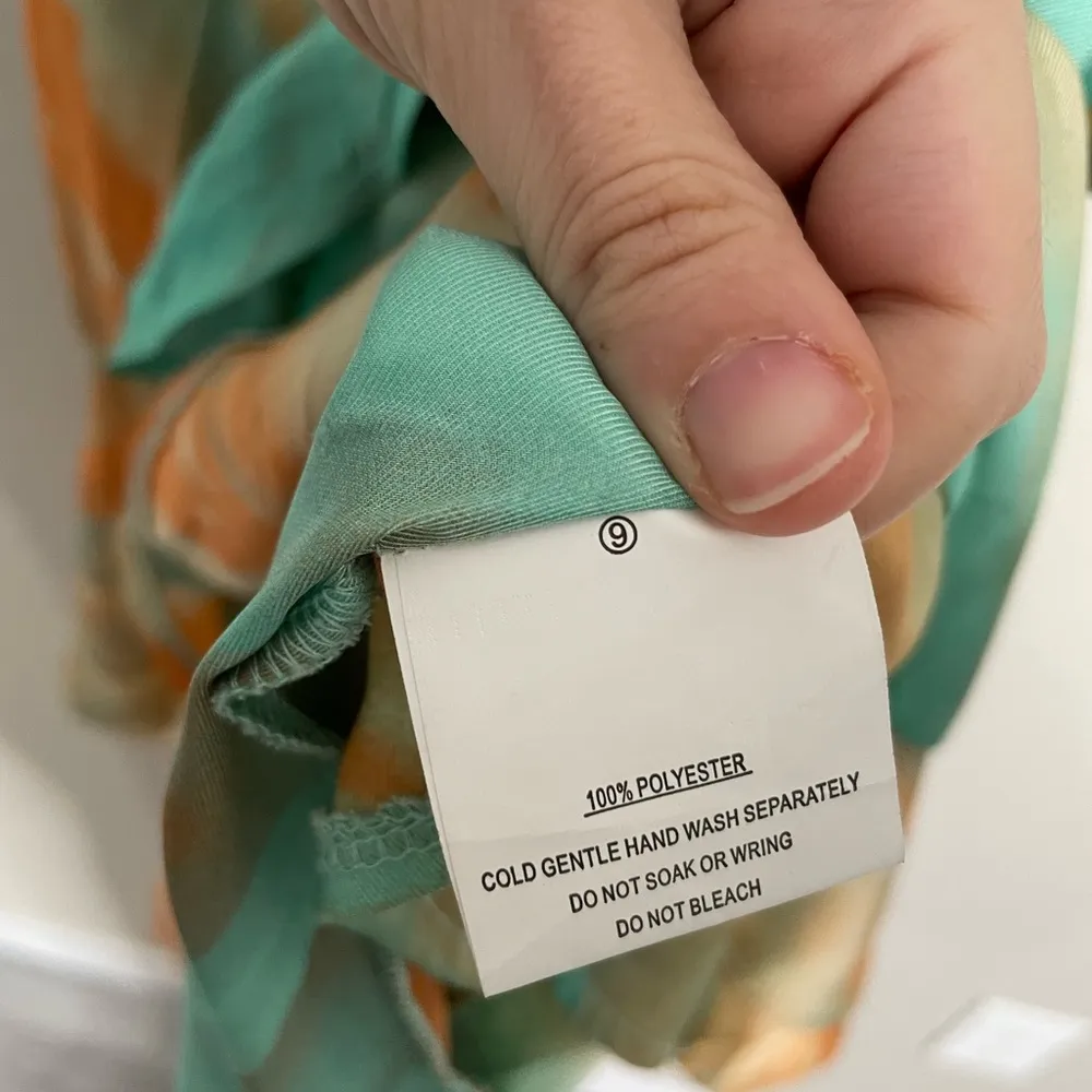 Saints + Secrets Toe Dye Orange Blue V Neck Dress Large - Image 5