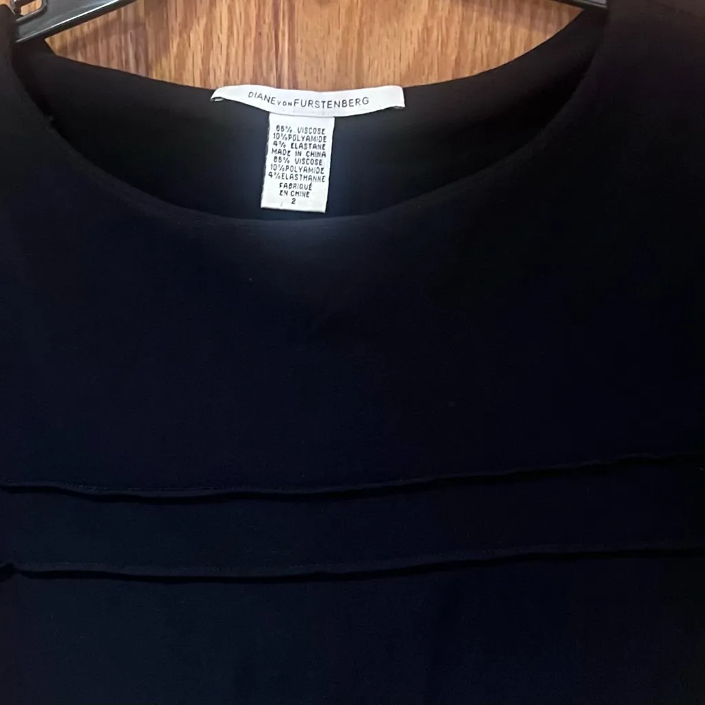 Diane‎ von Furstenberg Short Sleeve Round Neck Stretch Sheath Dress Black Size 2 - Image 7