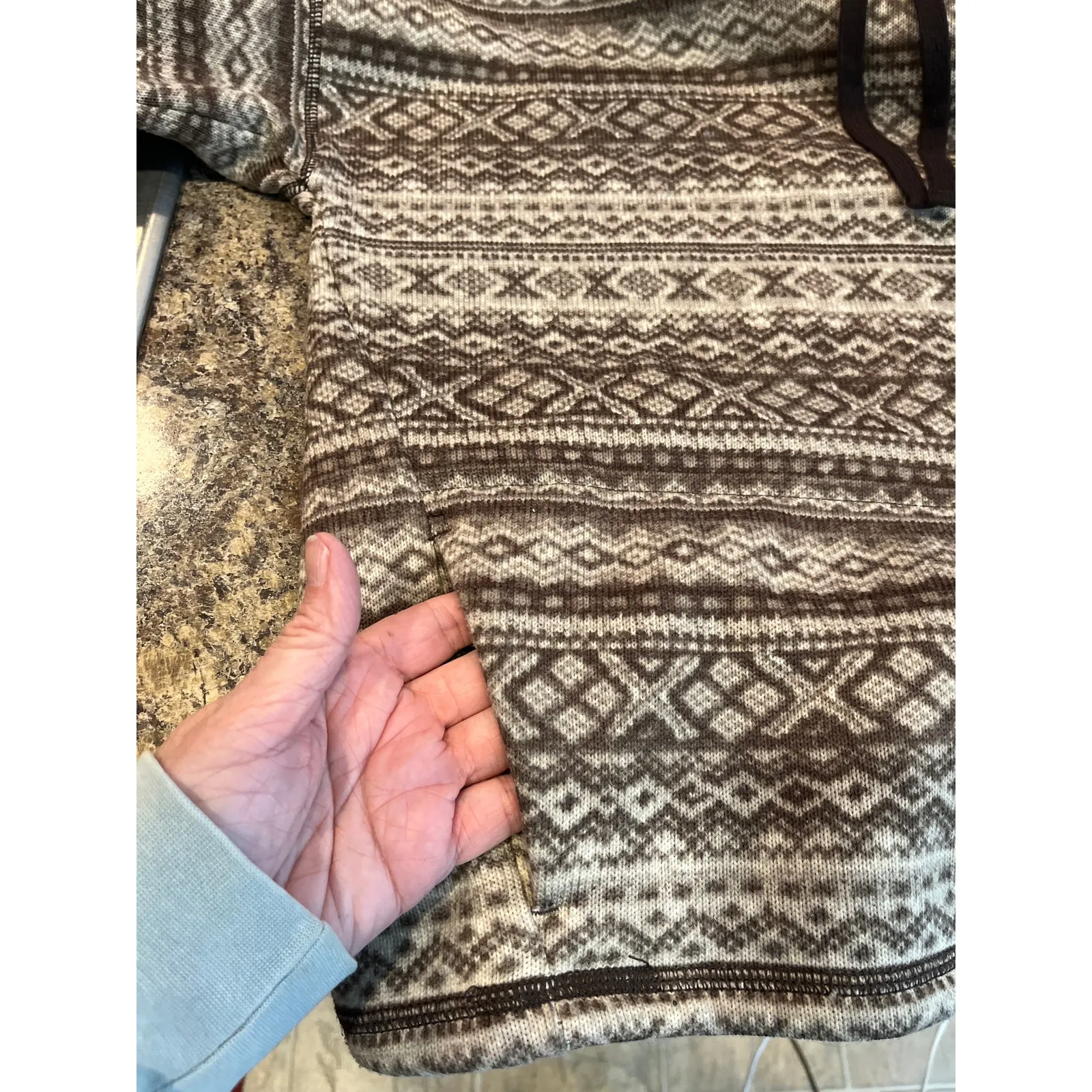 Lauren Ralph Lauren Active Medium Tribal Print‎ Brown Fleece Hoodie LRL - Image 3