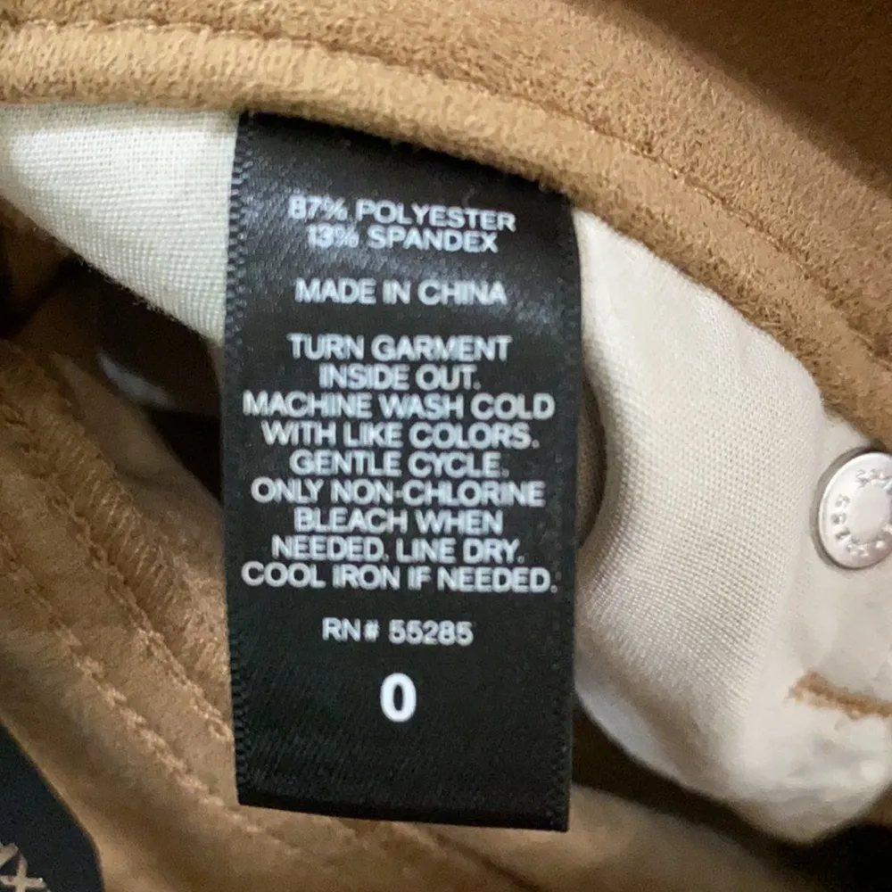 Express faux suede tan exposed button fly shorts size 0 - Image 7