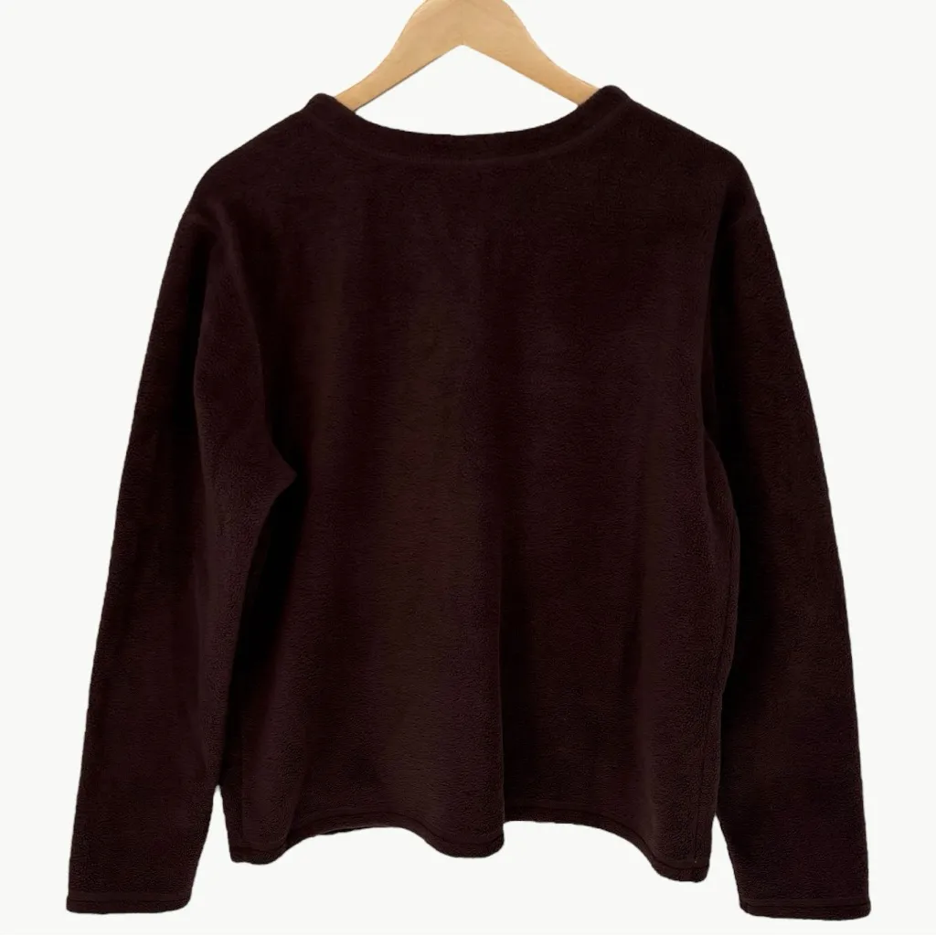 Vintage 90s Essentials by Maggie Embroidered Fleece Cardigan | Sz Large | Brown - Image 3