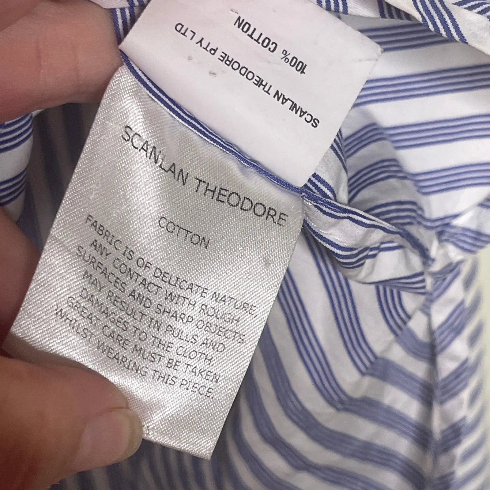 Scanlan Theodore Blue Striped oversized Long Sleeve Button - Image 3