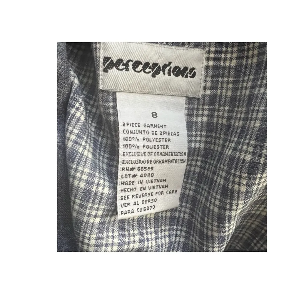 Vintage Perceptions Short Sleeve Checked Button Top with matching pants  size 8 - Image 6