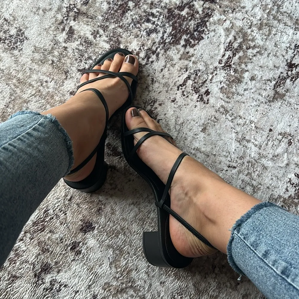 Elegant Black Strappy Sandals SIze 9 - Image 4