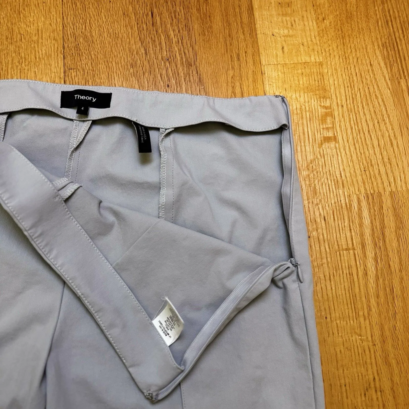 Theory Women’s Alettah Approach Cropped Pants Slim Leg Preppy Trousers Gray 4 - Image 4