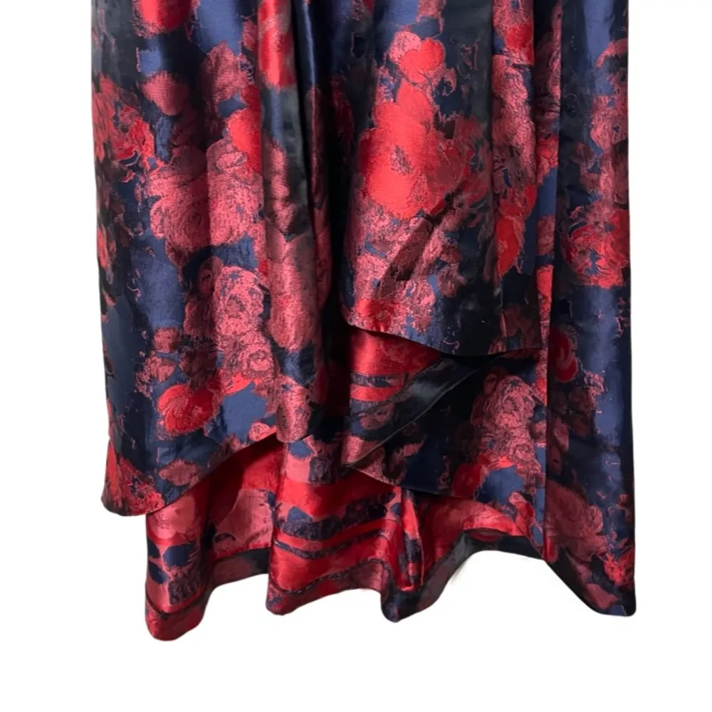 Black Halo EVE navy and red hi low bottom black tie event gown sz 2 - Image 5