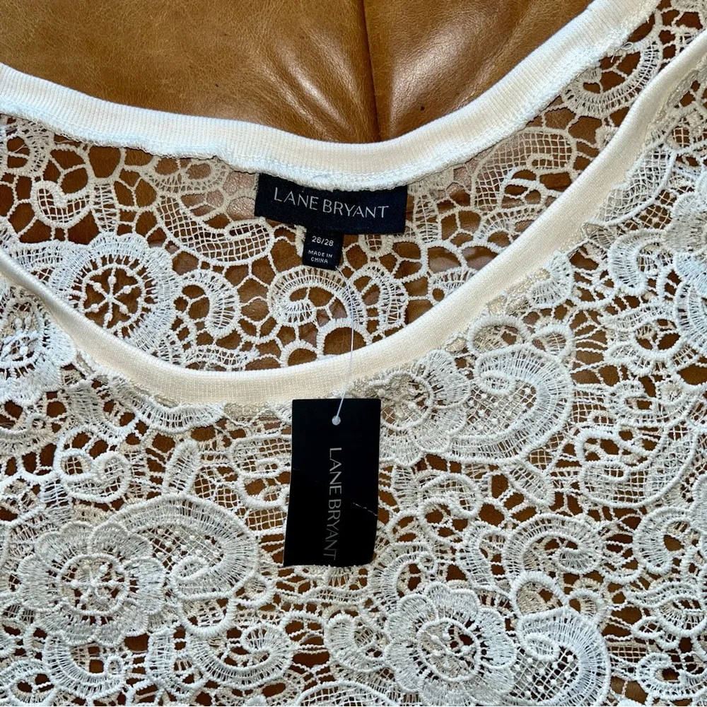 NWT  Floral Embroidered Crochet Sweatshirt Top Blouse Siz 26/28 Ivory - Image 6