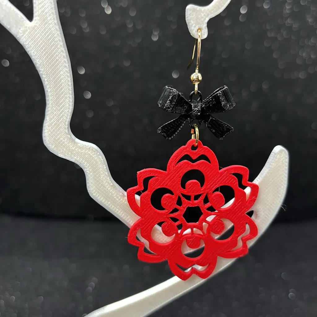 The Flora Vine Earrings Red - Image 2