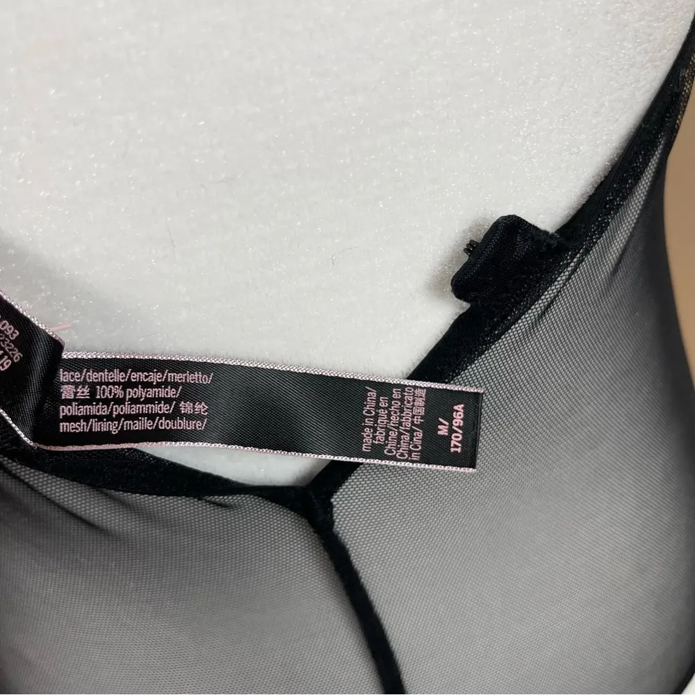 Victoria's Secret Medium Sheer Lace Teddy Thong Bodysuit Deep V Front - Image 12