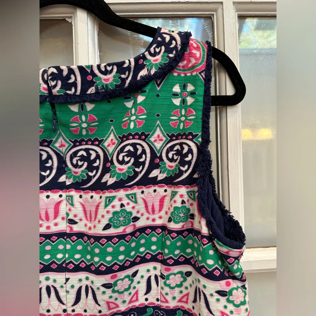 Talbots Fringe Sleeveless Floral Paisley Boho Southwestern Dress Plus Size 14W - Image 3