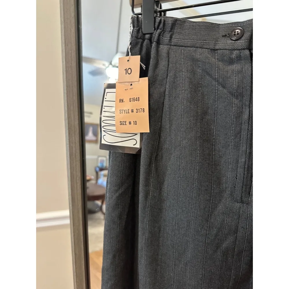 Women's EH Woods Pencil Striped Skirt Size 10 Gray White Pinstripe - Image 3