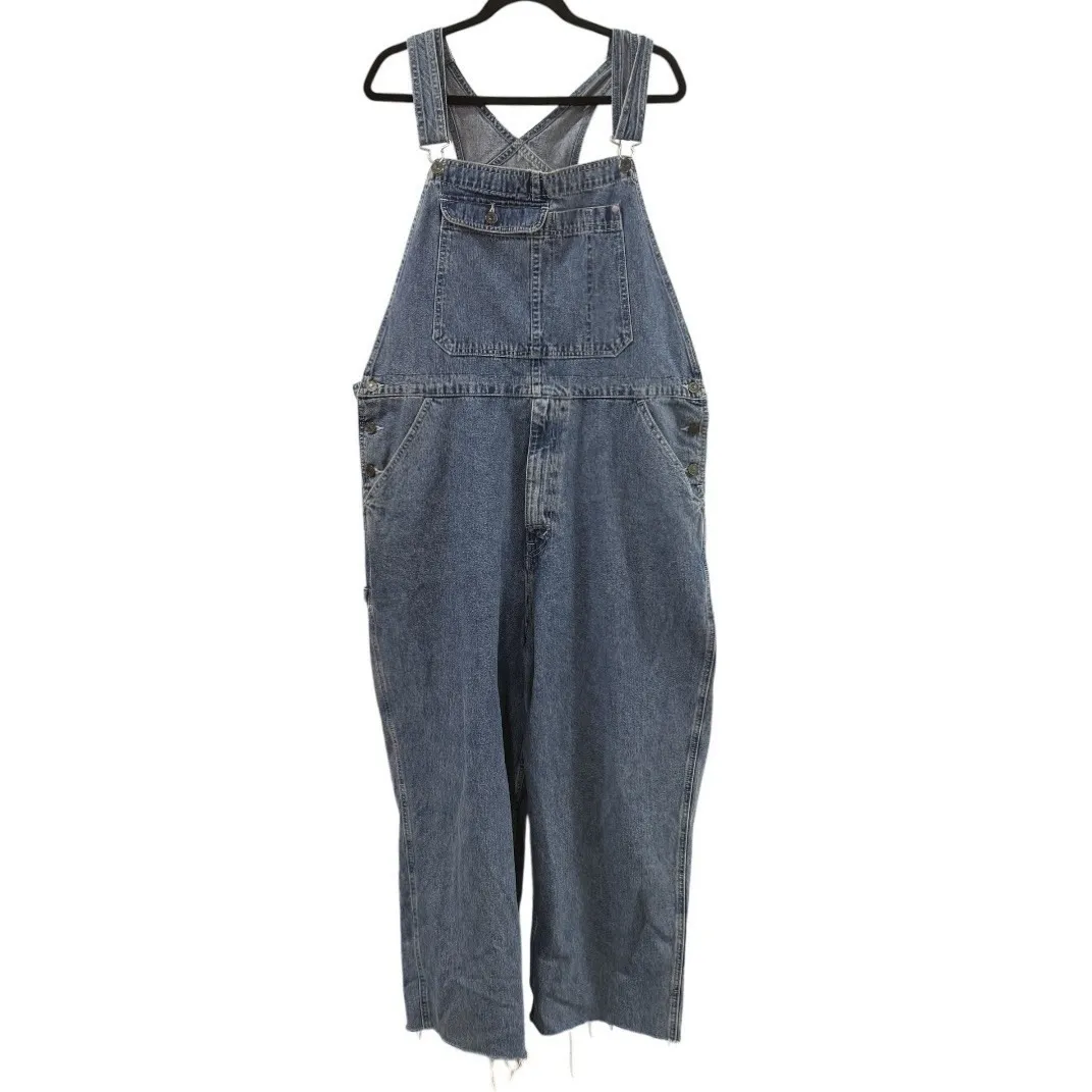 Y2K 90s Style Levi's Silvertab Size XL Carpenter Overalls Baggy Cropped Raw Hem - Image 2