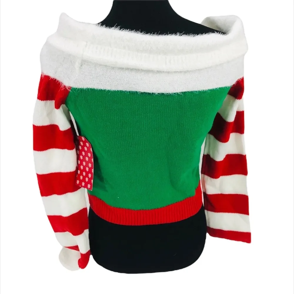 Derek Heart Christmas Sweater Off The Shoulder - Image 2