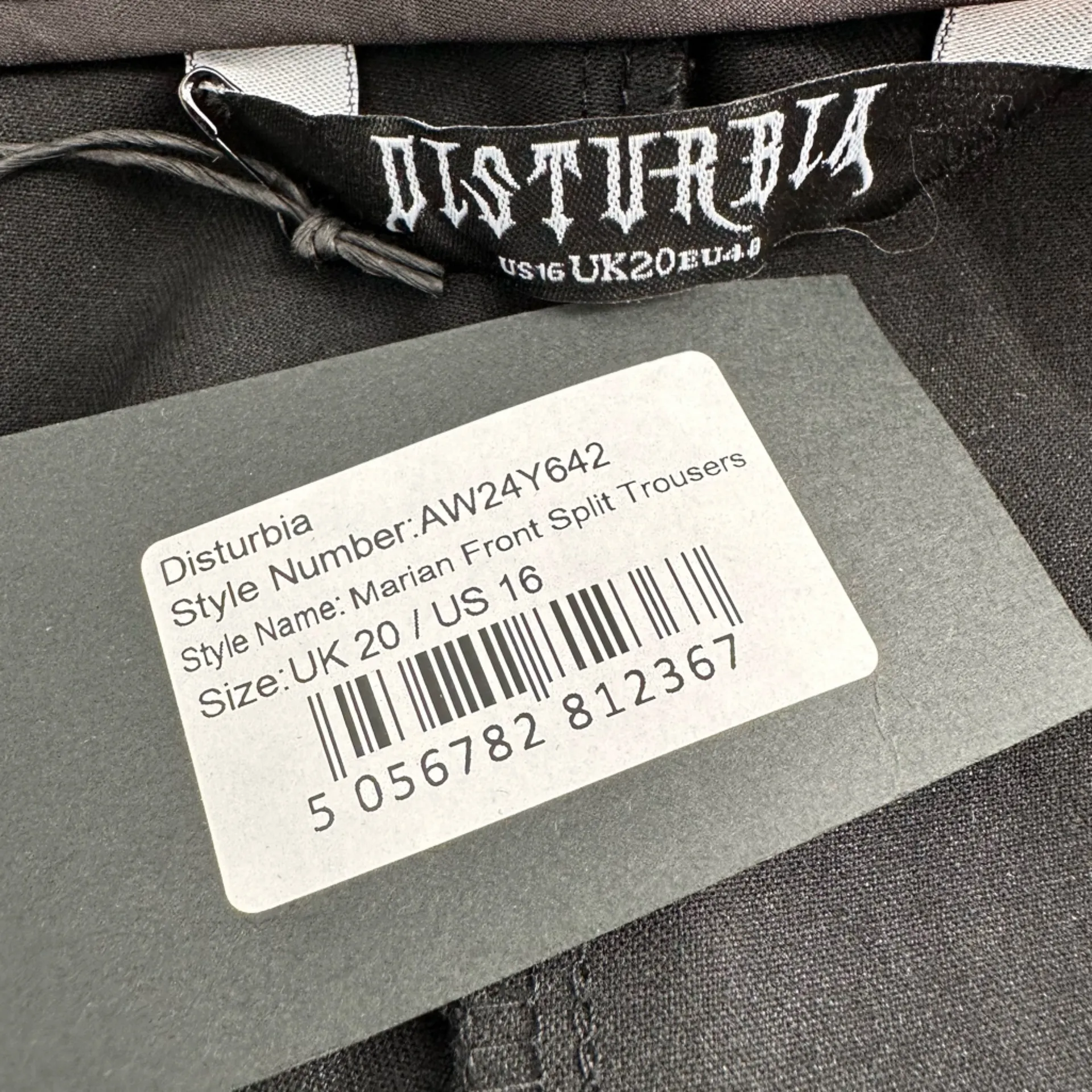 Disturbia Marian Front Split Straight Leg Tailored Trousers in Black size 16 NWT - Image 10