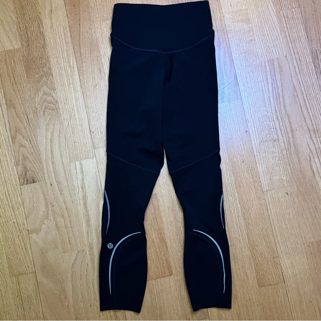 Lululemon Base Pace High-Rise Reflective Crop 23" Black Size 0 W6CDDS GUC - Image 3