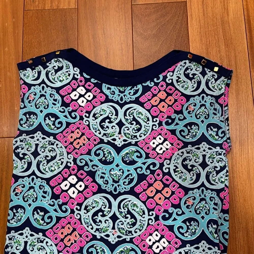 Lilly Pulitzer Pima Cotton Robyn Behind the Gate Print Short Sleeve Dress S - Image 6