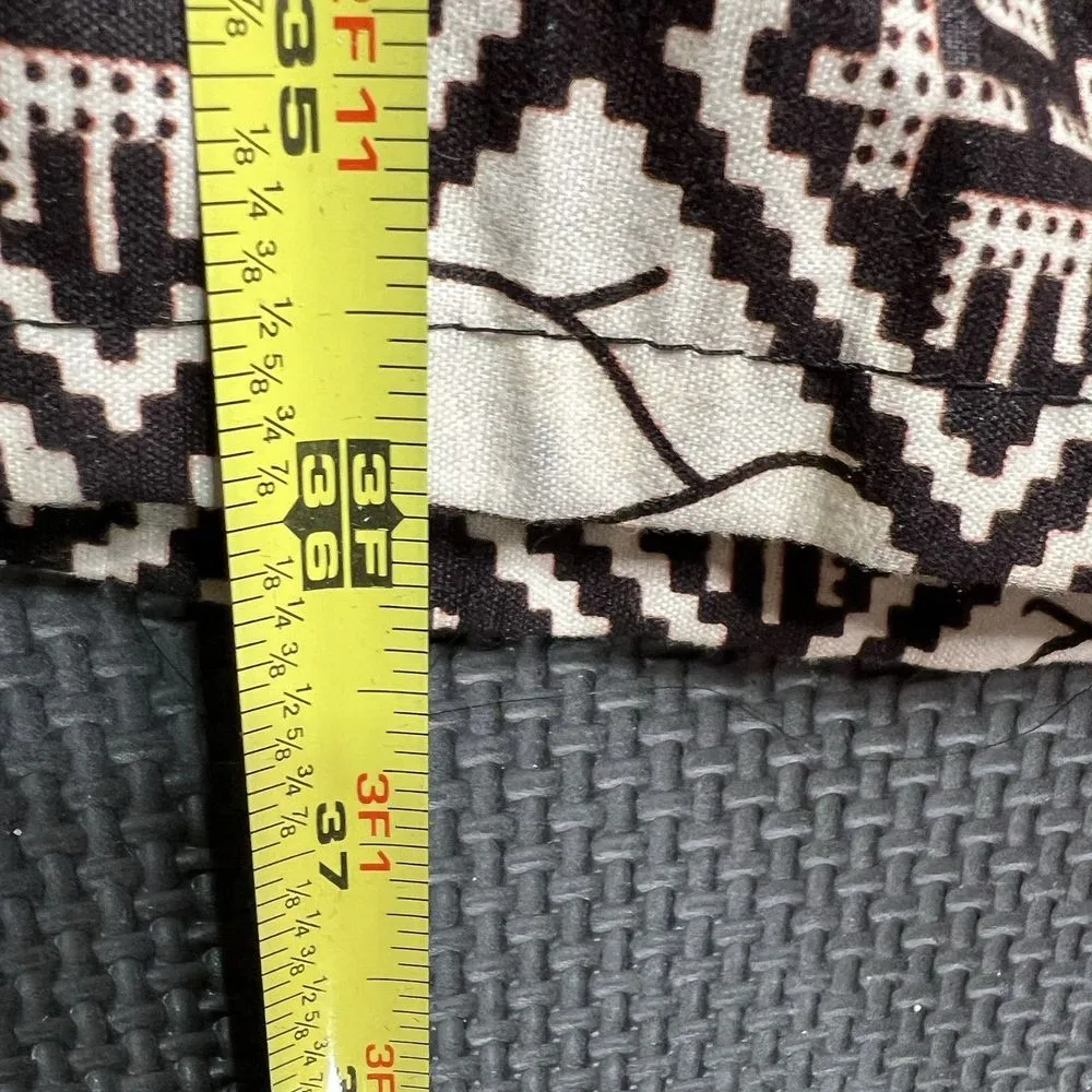 Mini Tent Dress Brown White Size Small‎ Made In USA Ethnic Print Hand Sewn - Image 15