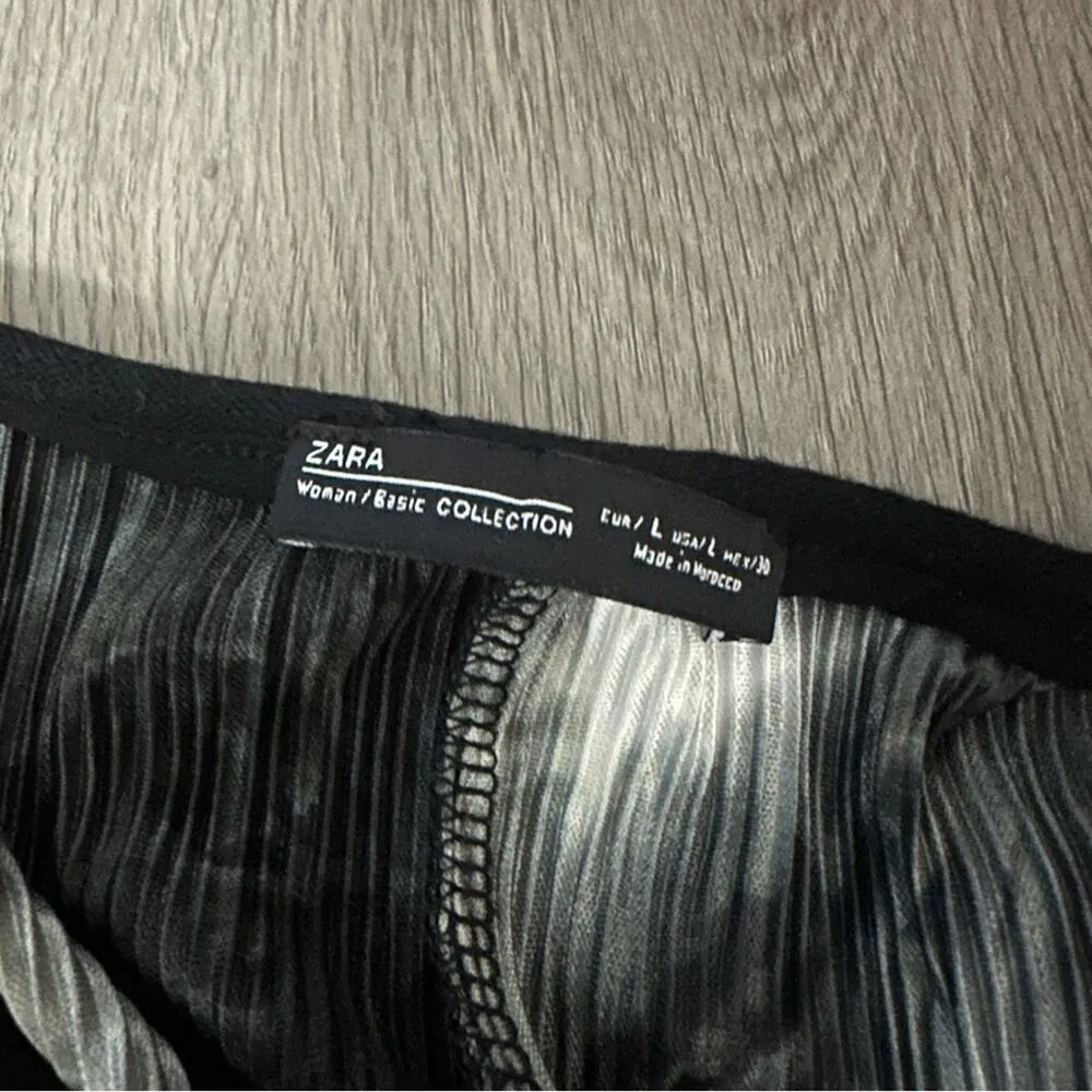 Zara Black‎ & White Tie Dye Pleated Plisse Sleeveless Twist Top Size L - Image 6