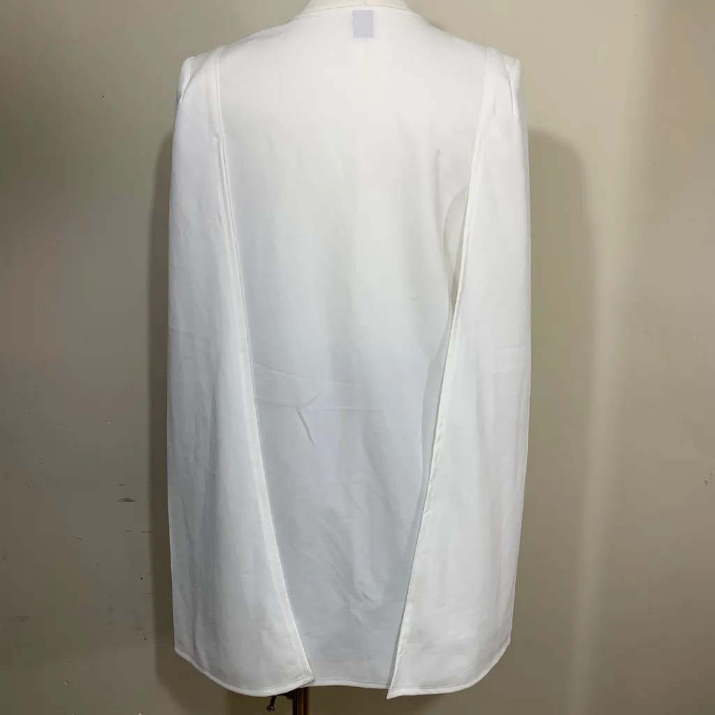 SHEIN White Longline Open Front Blazer Cape Style Size XS US 2 Polyester Stretch - Image 5