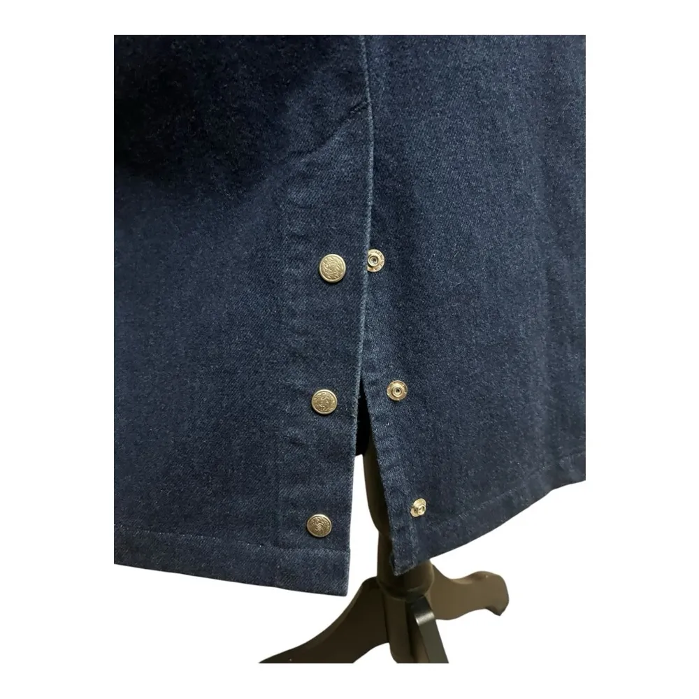 Vintage 90s Steel Jeans Midi Classic Blue Denim Skirt Size 7 - Image 3