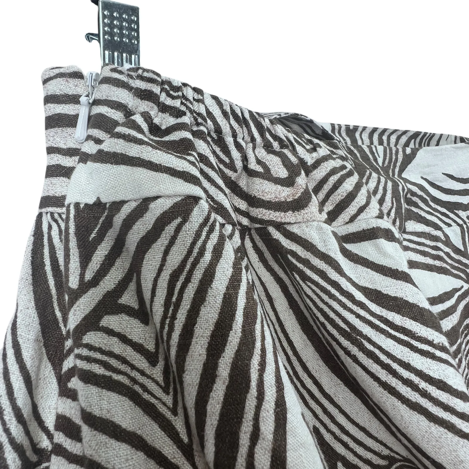 Talbots Irish Linen A-Line Wrap Skirt Brown White Leaf Print Knee Length 16W - Image 7